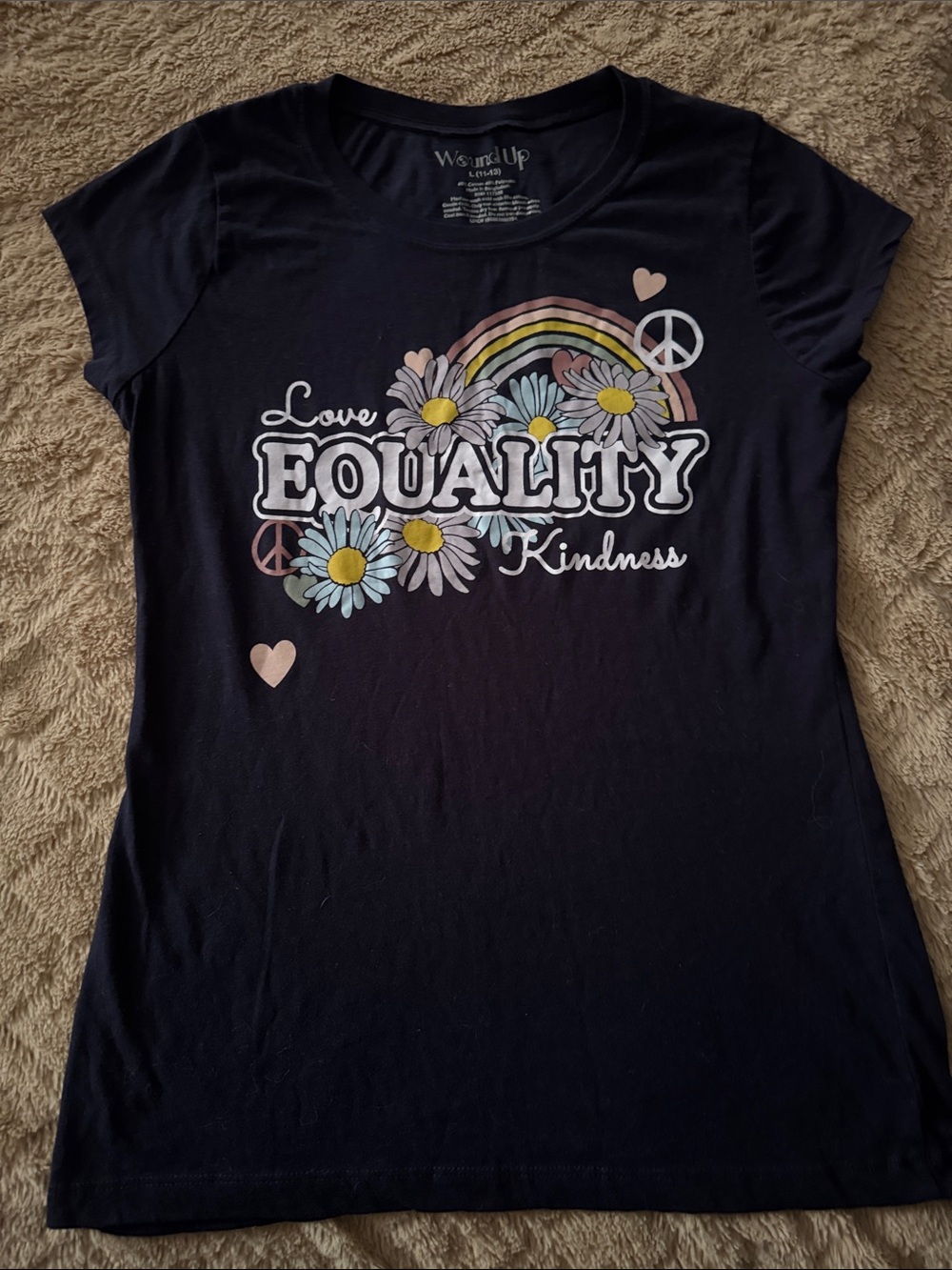 Wound Up Black 'Love Equality' Daisy Rainbow Tee
